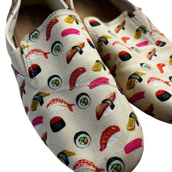 Toms Alpargata Women's Redondo Natural Sushi Dinner Print Shoes Size 8. - Picture 2 of 6